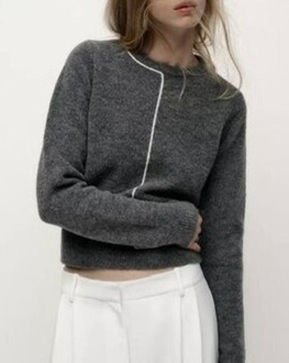 Zara Abstract Gray Wool‑Blend Sweater